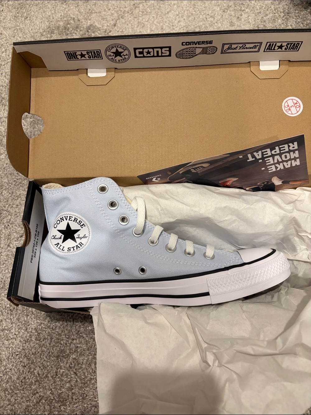 Converse All Star High Top Sneakers in Light Blue and White